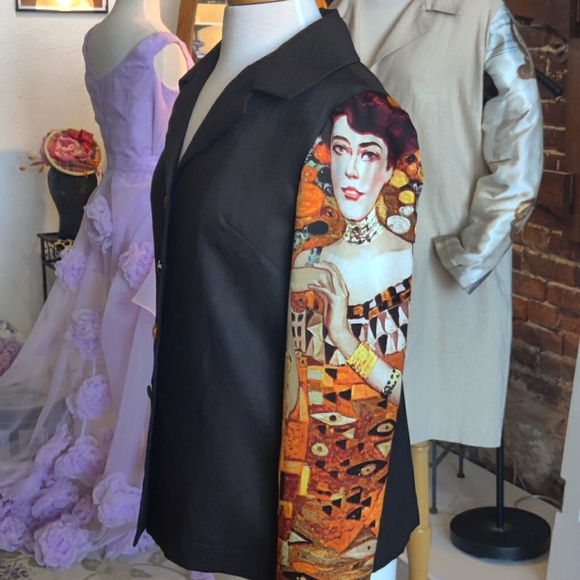 Medium Unique Linen & Silk Gustav Klimt Swing Jacket By St Louis Area Designer - Picture 10 of 14